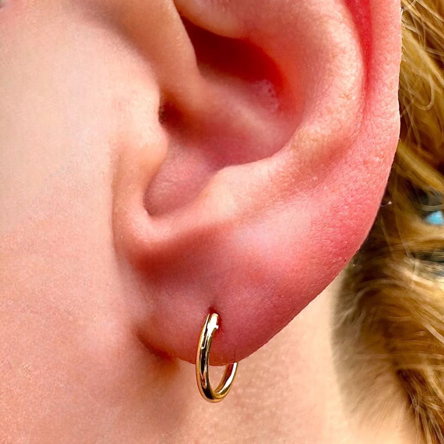 Gold Hoop Earrings 10mm 14K Gold Plated 925 Sterling Silver Huggie