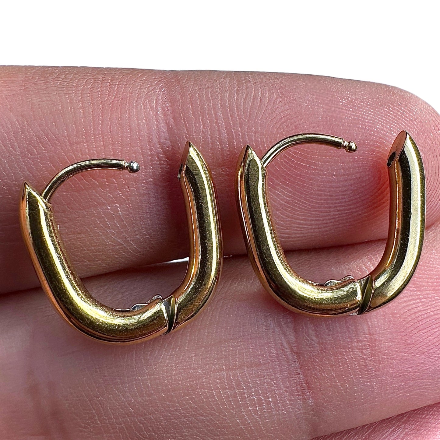 Gold Oval Hoop Earrings 15.6mm 316L Stainless Steel