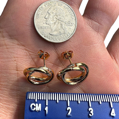 Interlocking Circle Stud Earrings Gold Tone Stainless Steel