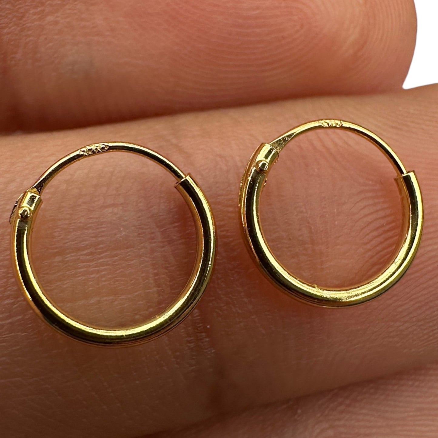 Gold Hoop Earrings 10mm 14K Gold Plated 925 Sterling Silver Huggie