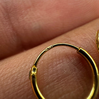 Gold Hoop Earrings 10mm 14K Gold Plated 925 Sterling Silver Huggie