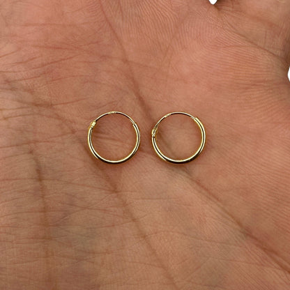 Gold Hoop Earrings 10mm 14K Gold Plated 925 Sterling Silver Huggie