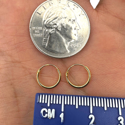 Gold Hoop Earrings 10mm 14K Gold Plated 925 Sterling Silver Huggie