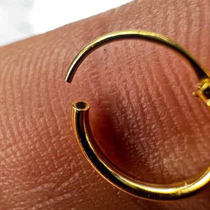Gold Hoop Earrings 10mm 14K Gold Plated 925 Sterling Silver Huggie