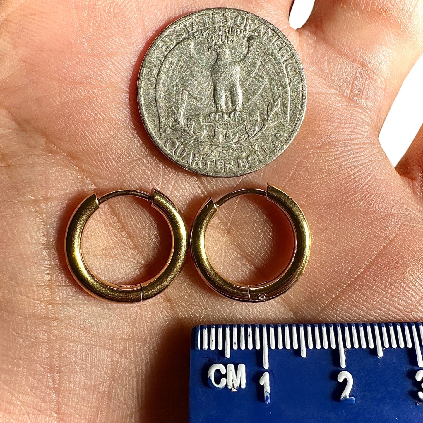 Gold Hoop Earrings 16mm 18K PVD Stainless Steel