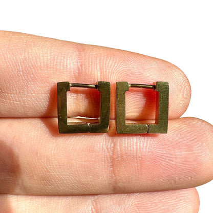 Gold Square Hoop Earrings 18K PVD Stainless Steel