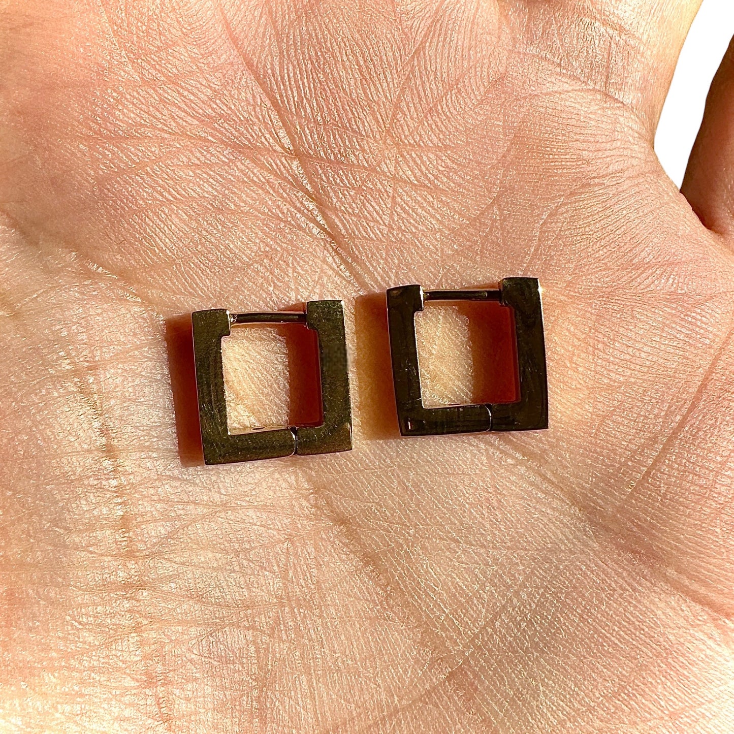 Gold Square Hoop Earrings 18K PVD Stainless Steel