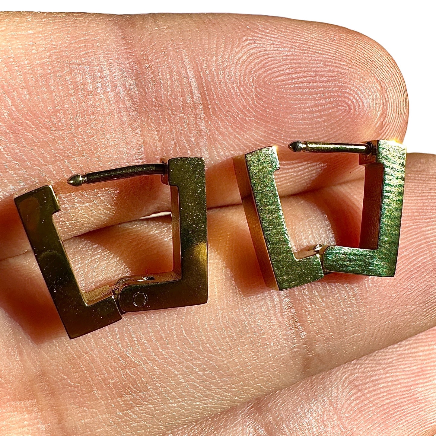 Gold Square Hoop Earrings 18K PVD Stainless Steel