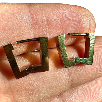 Gold Square Hoop Earrings 18K PVD Stainless Steel