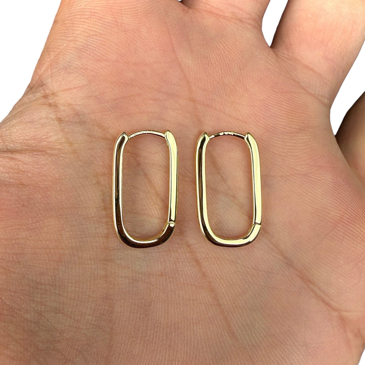 Gold Hoop Earrings 14K Gold Plated 925 Sterling Silver Oval Hoops
