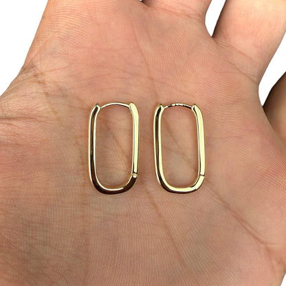 Gold Hoop Earrings 14K Gold Plated 925 Sterling Silver Oval Hoops
