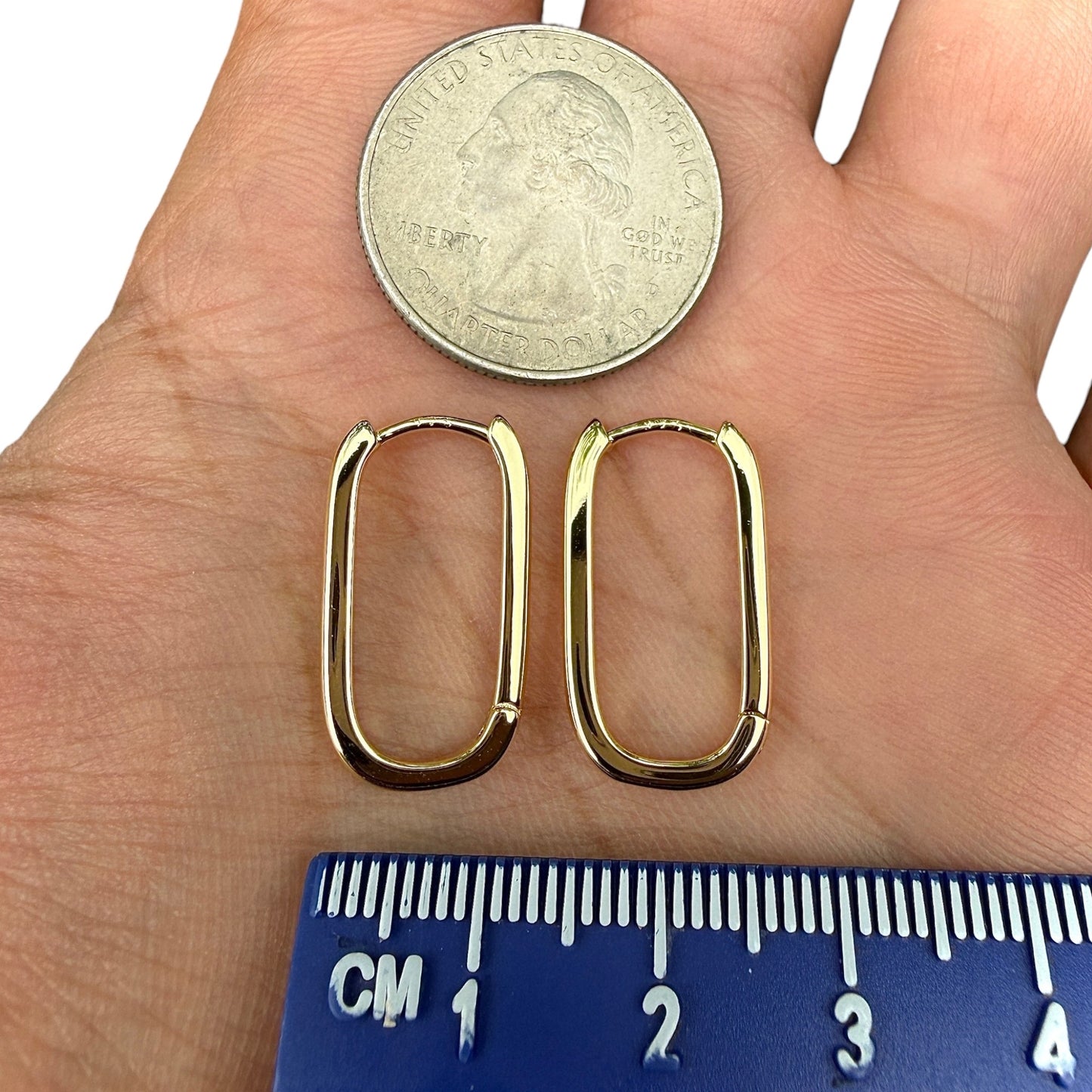 Gold Hoop Earrings 14K Gold Plated 925 Sterling Silver Oval Hoops