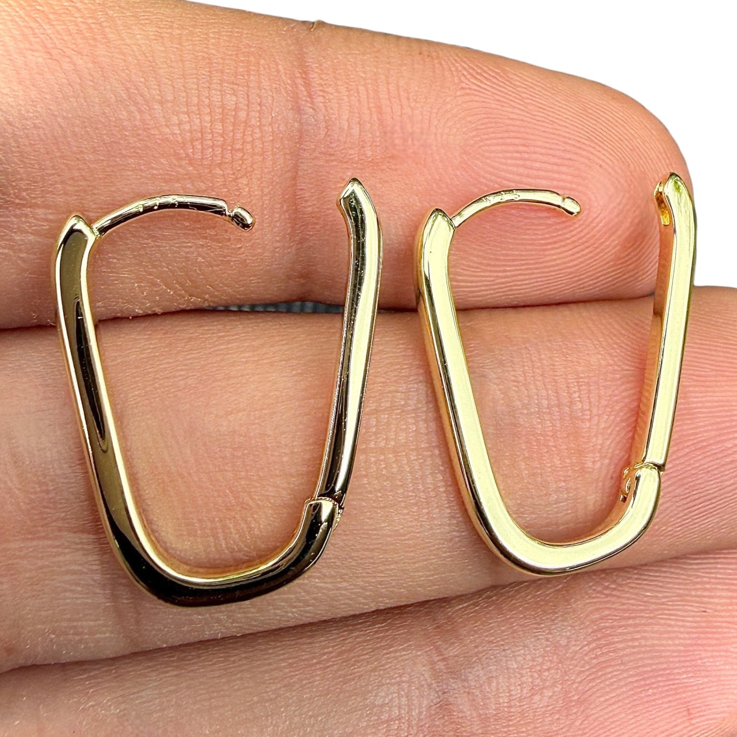 Gold Hoop Earrings 14K Gold Plated 925 Sterling Silver Oval Hoops