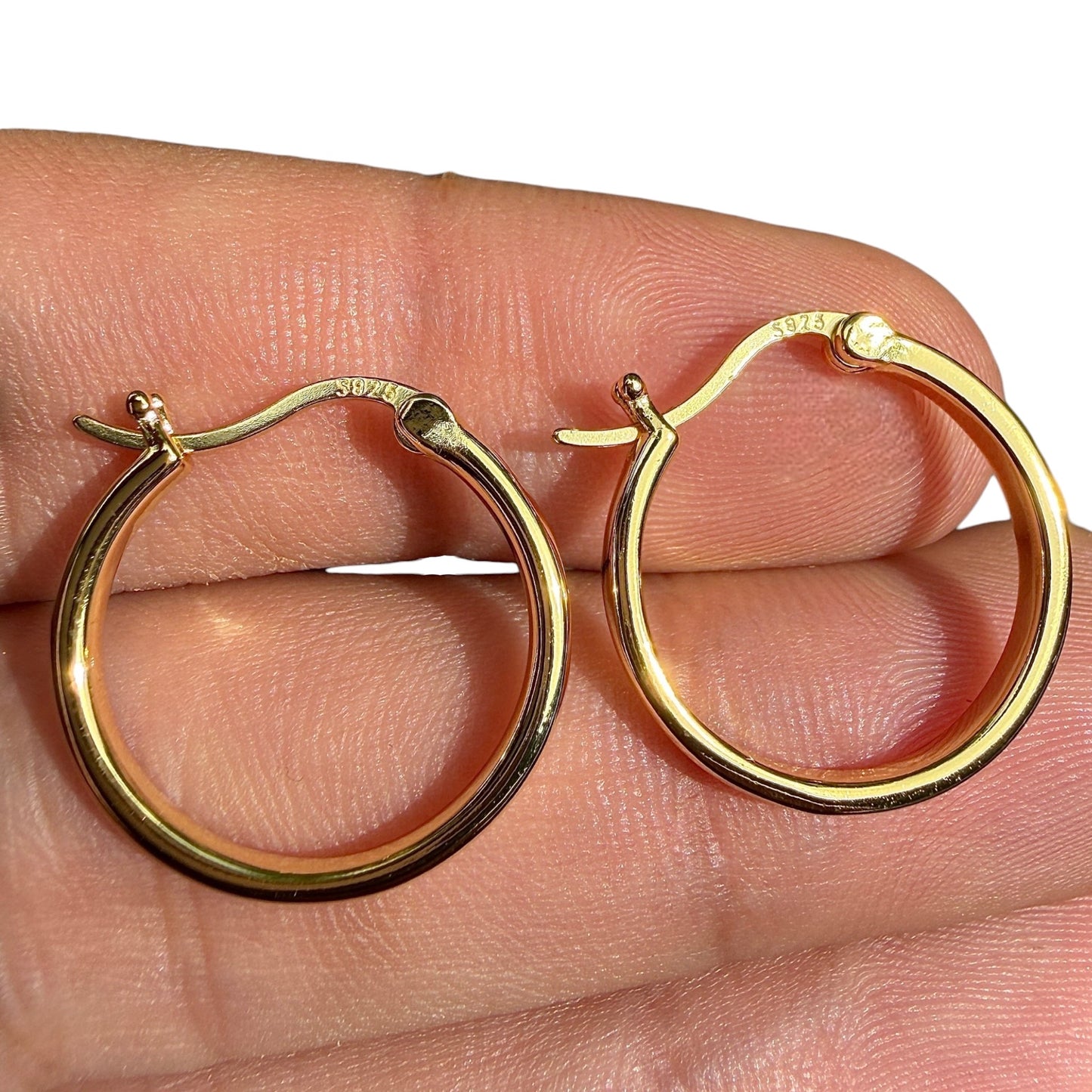 Gold Hoop Earrings 30mm 18K Gold Plated Sterling Silver Hoops