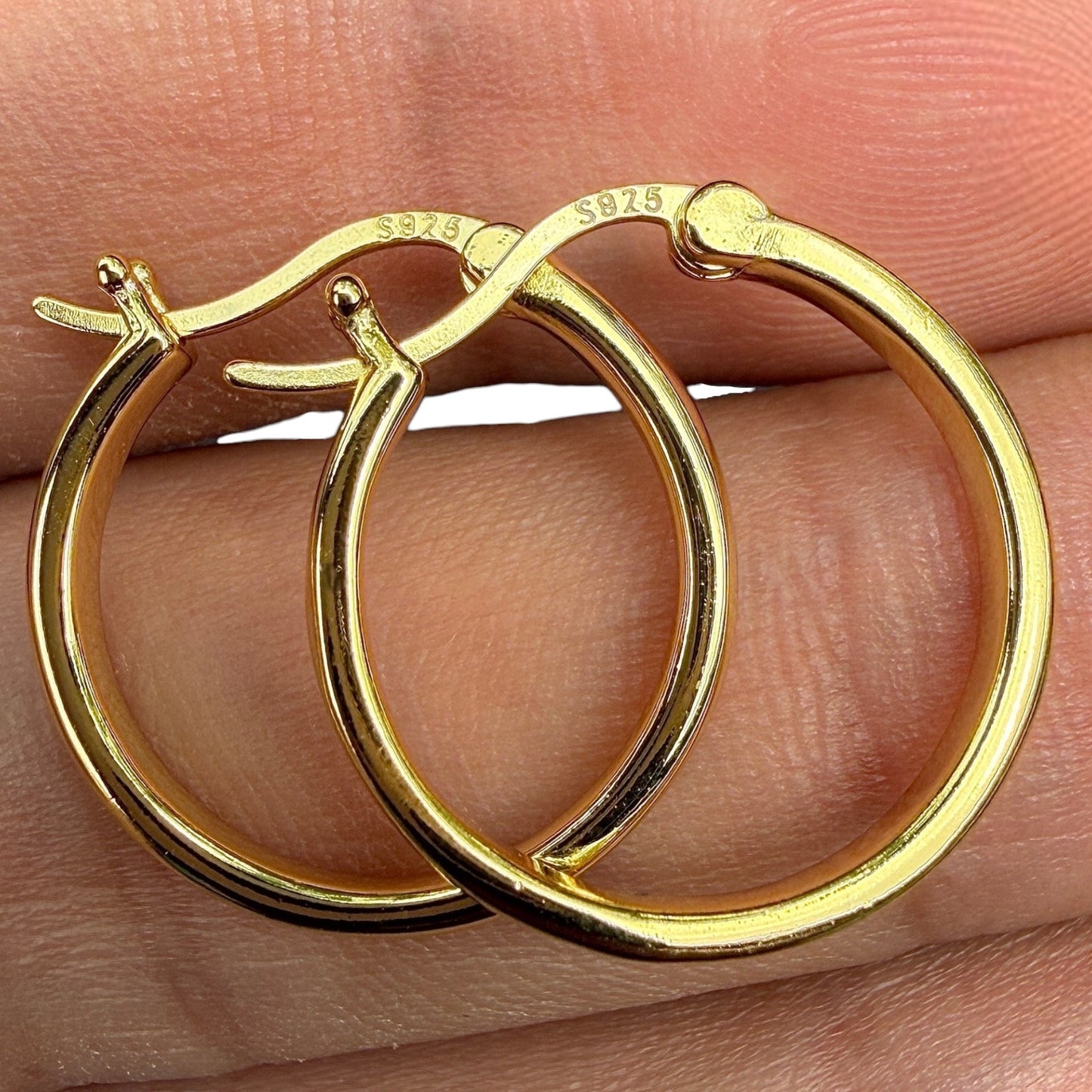 Gold Hoop Earrings 30mm 18K Gold Plated Sterling Silver Hoops