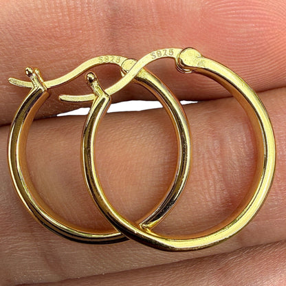 Gold Hoop Earrings 30mm 18K Gold Plated Sterling Silver Hoops