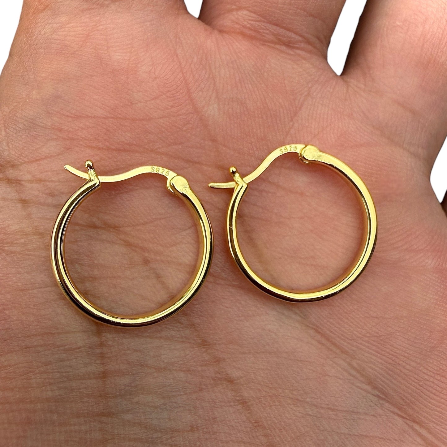 Gold Hoop Earrings 30mm 18K Gold Plated Sterling Silver Hoops