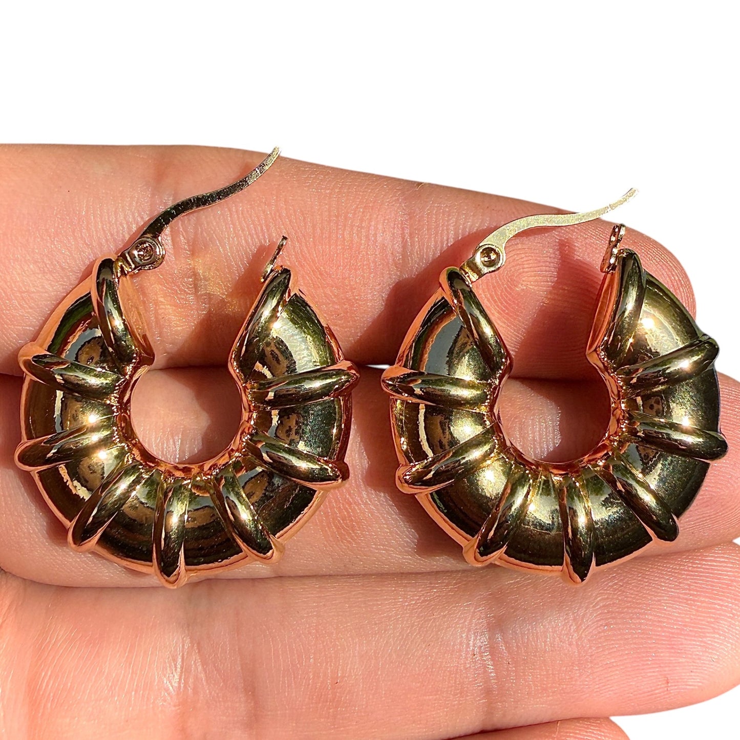 Gold Hoop Earrings 30mm Chunky Gold Plated Stainless Steel Hoops