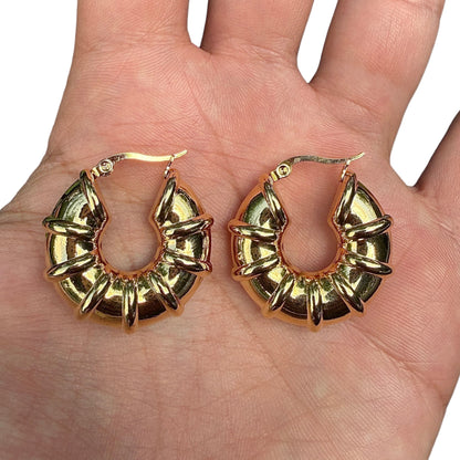 Gold Hoop Earrings 30mm Chunky Gold Plated Stainless Steel Hoops