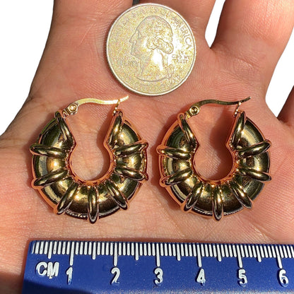 Gold Hoop Earrings 30mm Chunky Gold Plated Stainless Steel Hoops