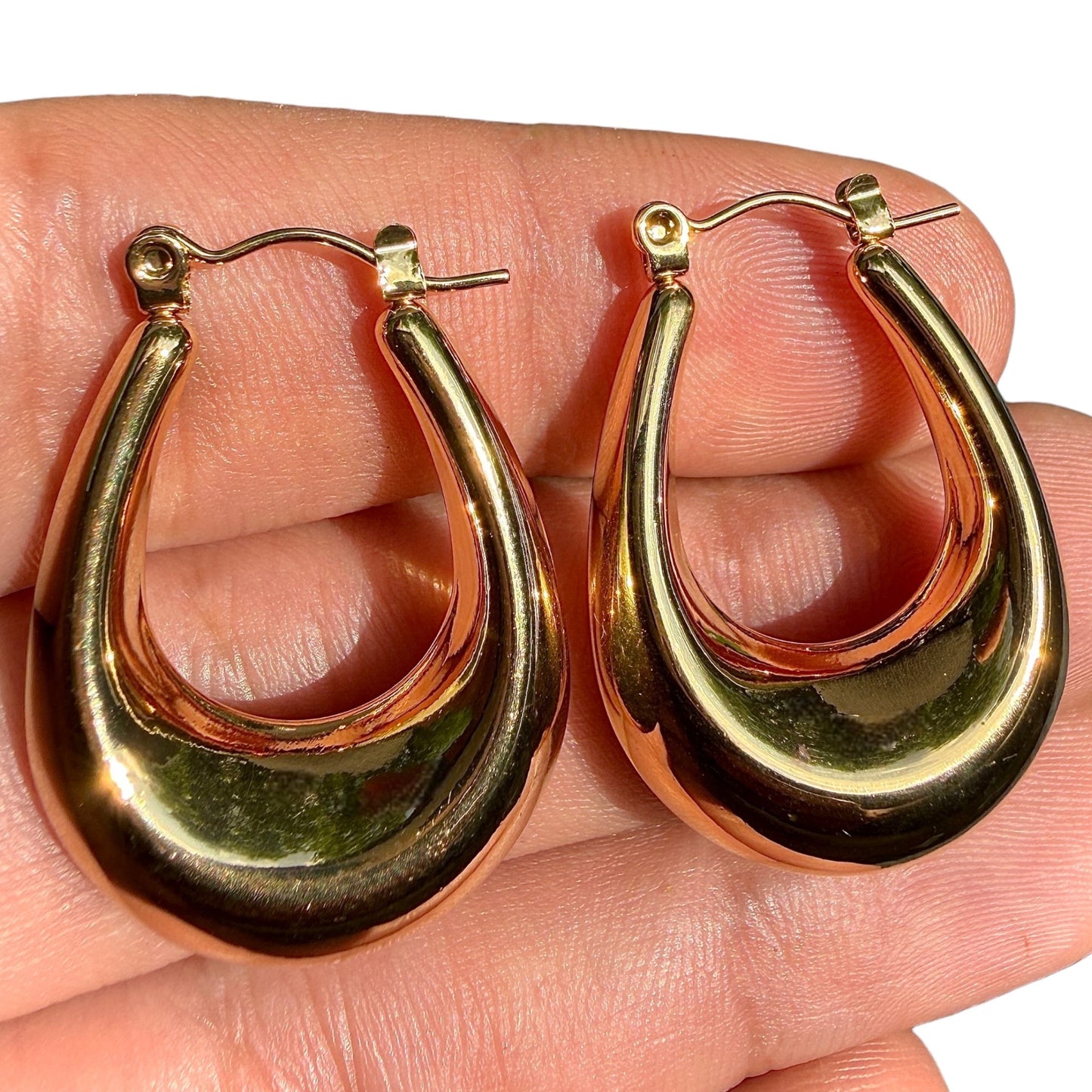 Gold Hoop Earrings 34mm Chunky Teardrop Statement Hoops