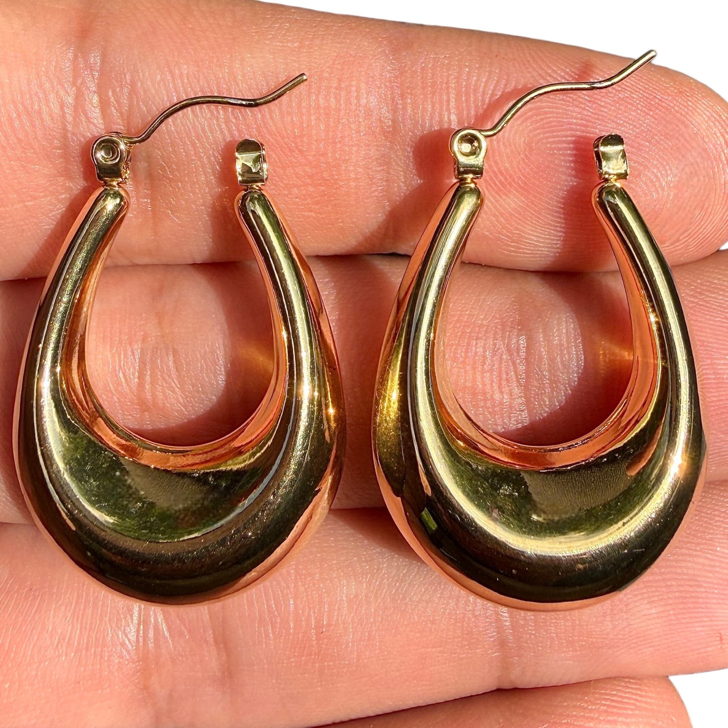 Gold Hoop Earrings 34mm Chunky Teardrop Statement Hoops
