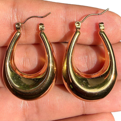 Gold Hoop Earrings 34mm Chunky Teardrop Statement Hoops