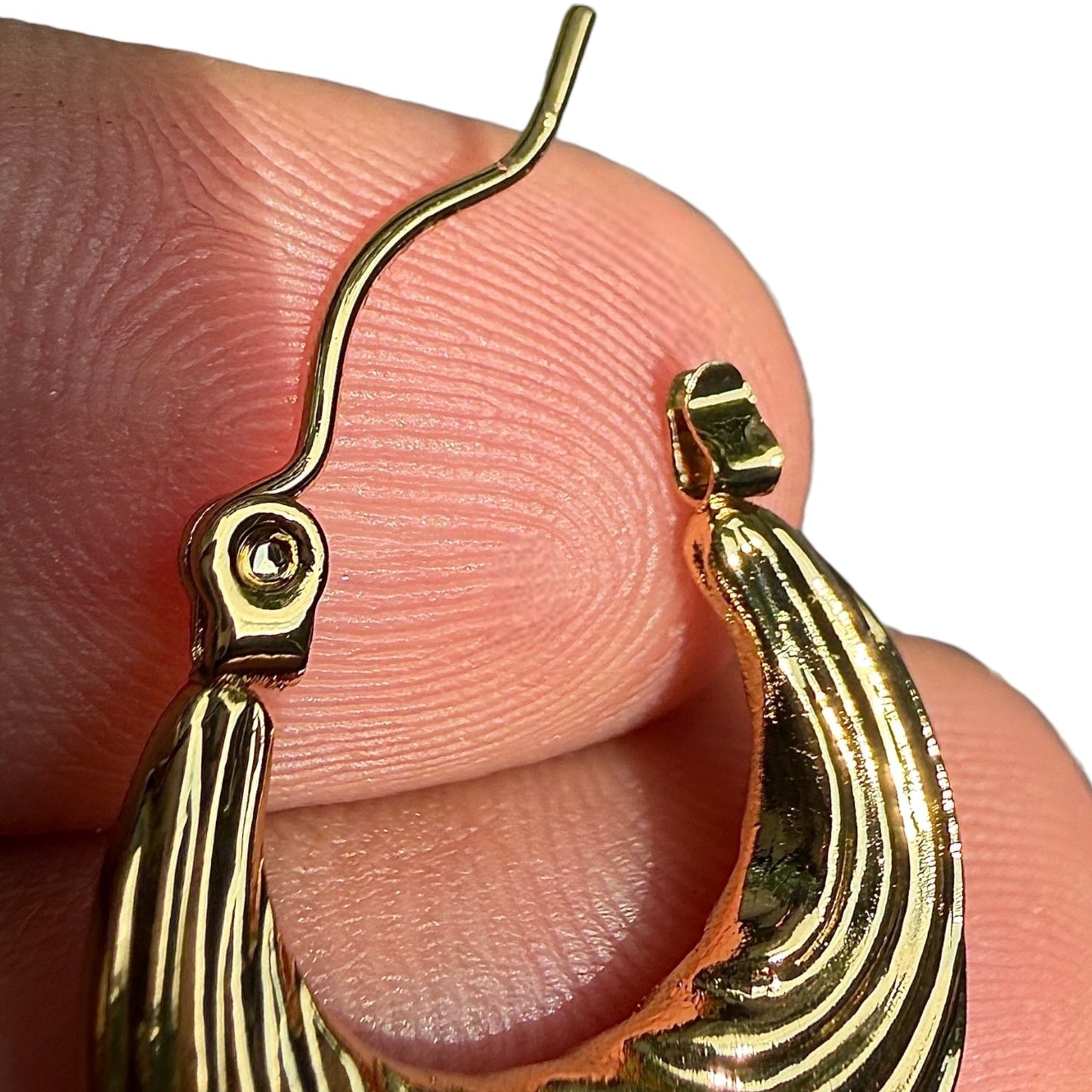 Gold Hoop Earrings 20mm Chunky Ribbed 18K Gold Plated Stainless Steel