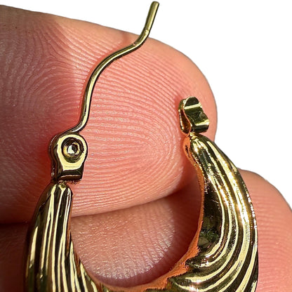Gold Hoop Earrings 20mm Chunky Ribbed 18K Gold Plated Stainless Steel