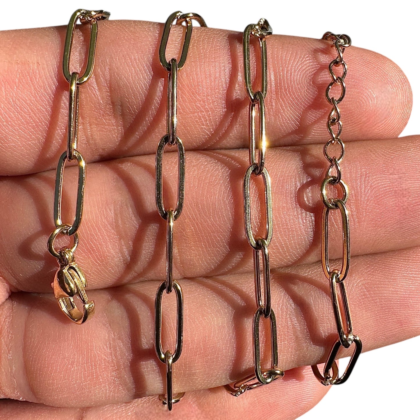 Gold Paperclip Necklace 18+2 Inch 18K Gold PVD 316L Stainless Steel