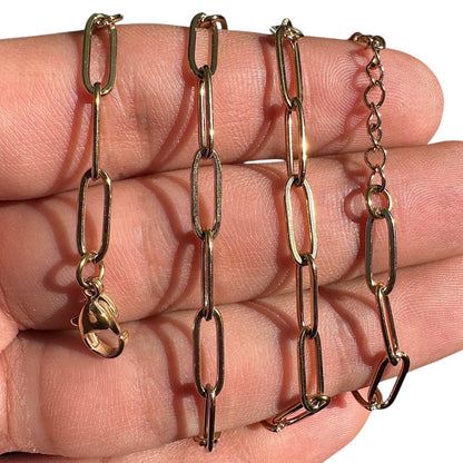 Gold Paperclip Necklace 18+2 Inch 18K Gold PVD 316L Stainless Steel