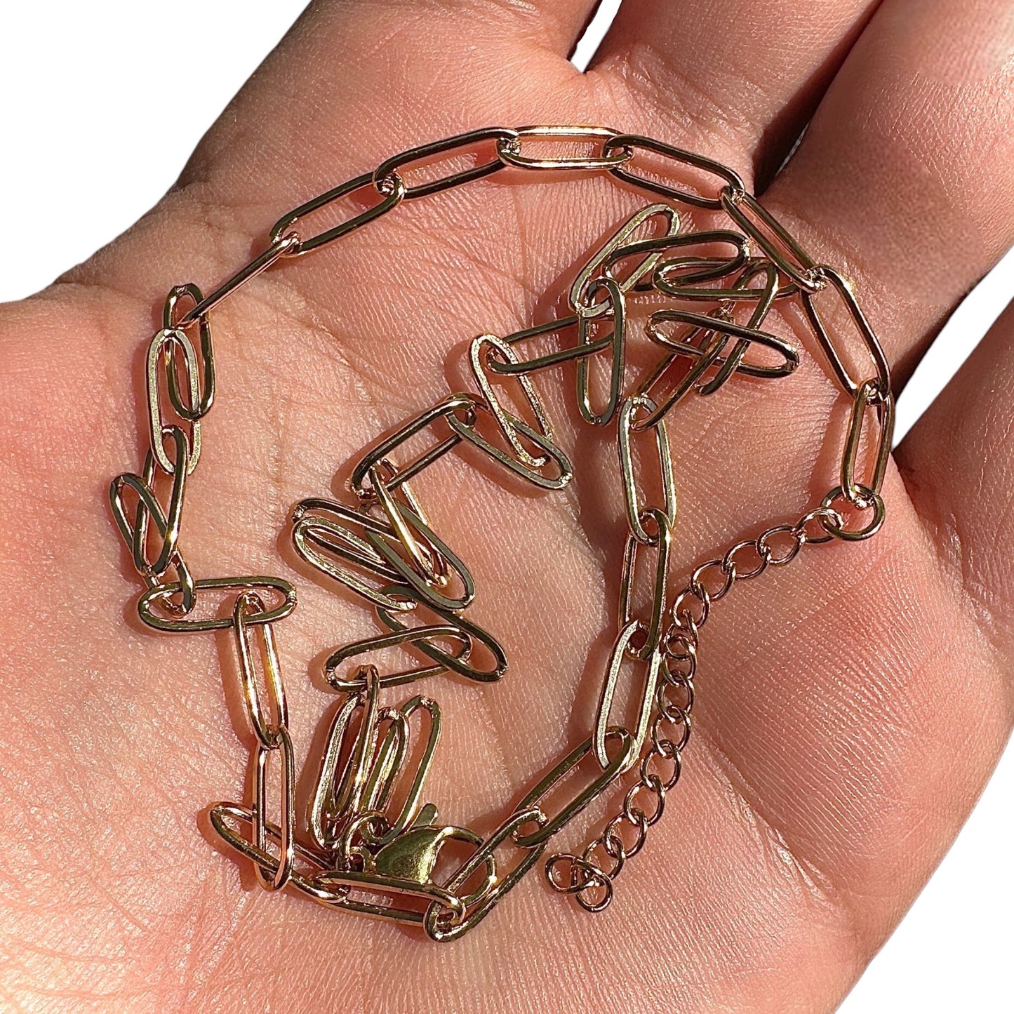 Gold Paperclip Necklace 18+2 Inch 18K Gold PVD 316L Stainless Steel
