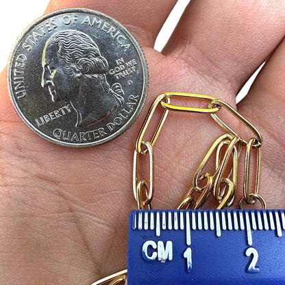 Gold Paperclip Necklace 18+2 Inch 18K Gold PVD 316L Stainless Steel