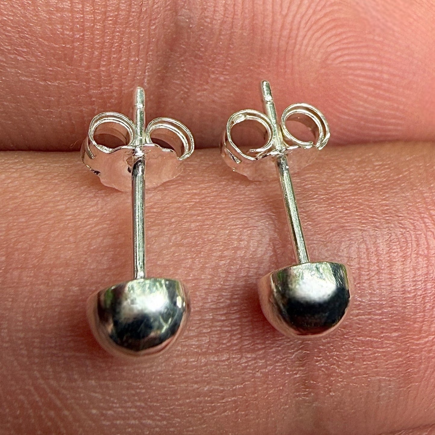 Sterling Silver Ball Stud Earrings 5mm 925 Half Ball Studs