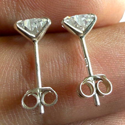 Heart Stud Earrings 925 Sterling Silver CZ 6mm