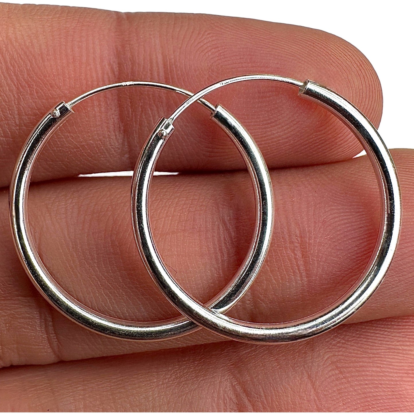 Sterling Silver Hoop Earrings 25mm 925 Round Hoops