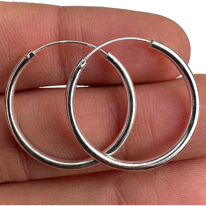Sterling Silver Hoop Earrings 25mm 925 Round Hoops