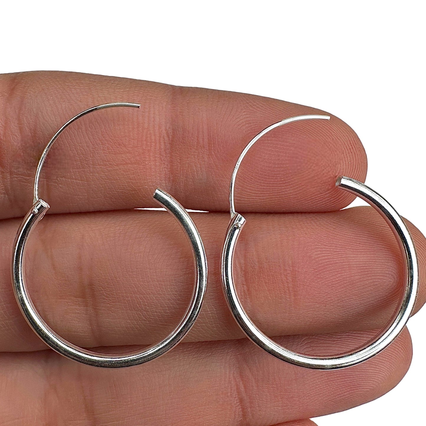 Sterling Silver Hoop Earrings 25mm 925 Round Hoops