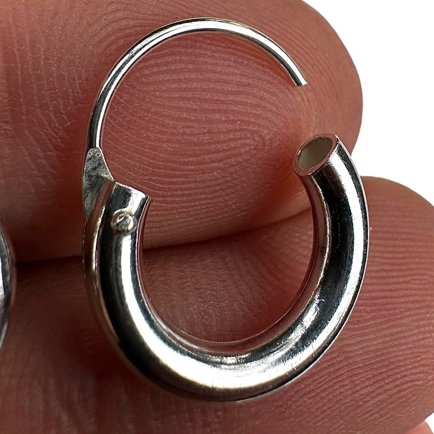Sterling Silver Huggie Earrings 14mm Chunky Round Hoops