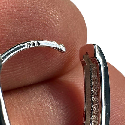 Sterling Silver Square Hoop Earrings 14mm Chunky Huggies
