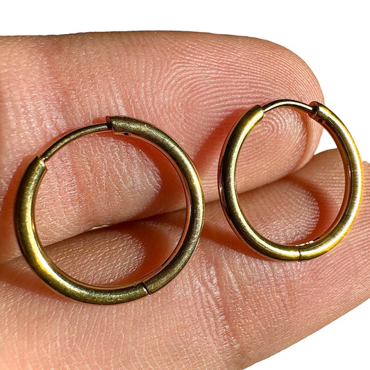 Gold Hoop Earrings 12mm 18K PVD Stainless Steel