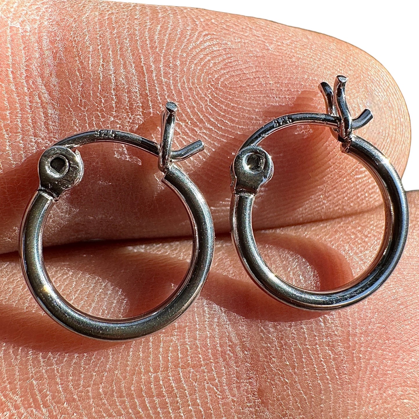 Sterling Silver Hoop Earrings 925 Thin 1.5mm Polished Hoops