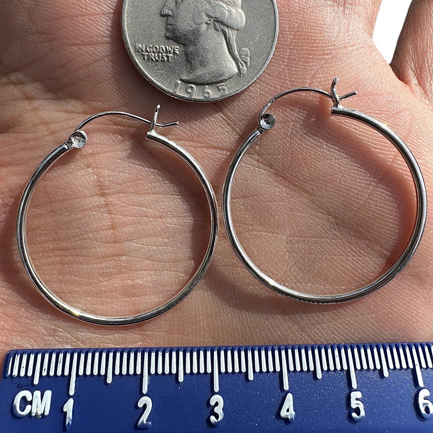 Sterling Silver Hoop Earrings 925 Thin 1.5mm Polished Hoops