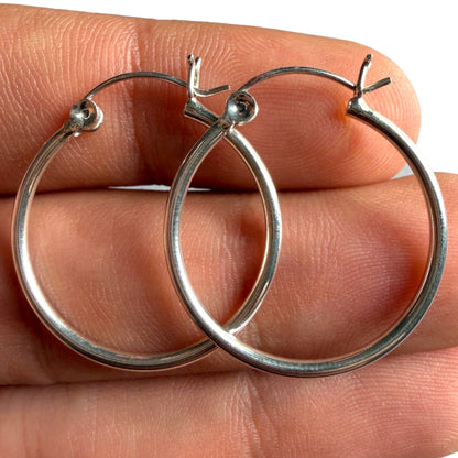 Sterling Silver Hoop Earrings 25mm, 925 Thin Polished Hoops