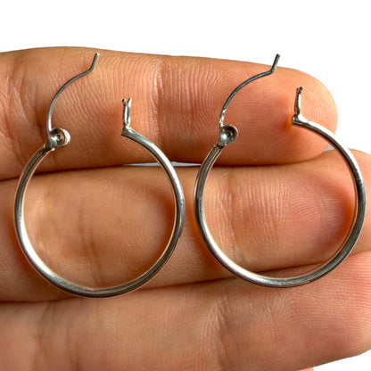 Sterling Silver Hoop Earrings 25mm, 925 Thin Polished Hoops