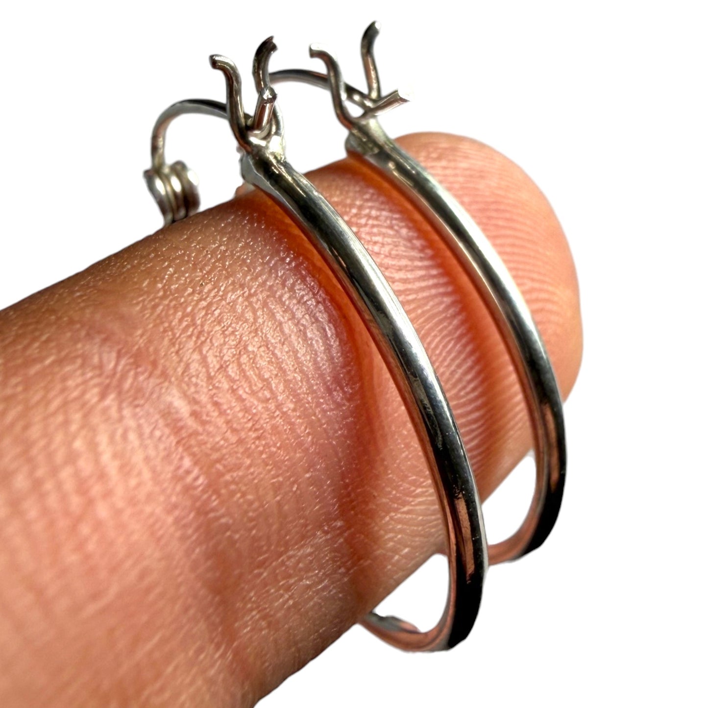Sterling Silver Hoop Earrings 25mm, 925 Thin Polished Hoops