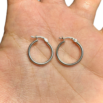925 Sterling Silver Hoop Earrings 15mm French Lock