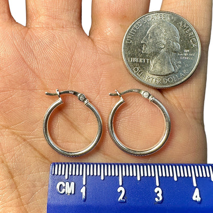 925 Sterling Silver Hoop Earrings 15mm French Lock