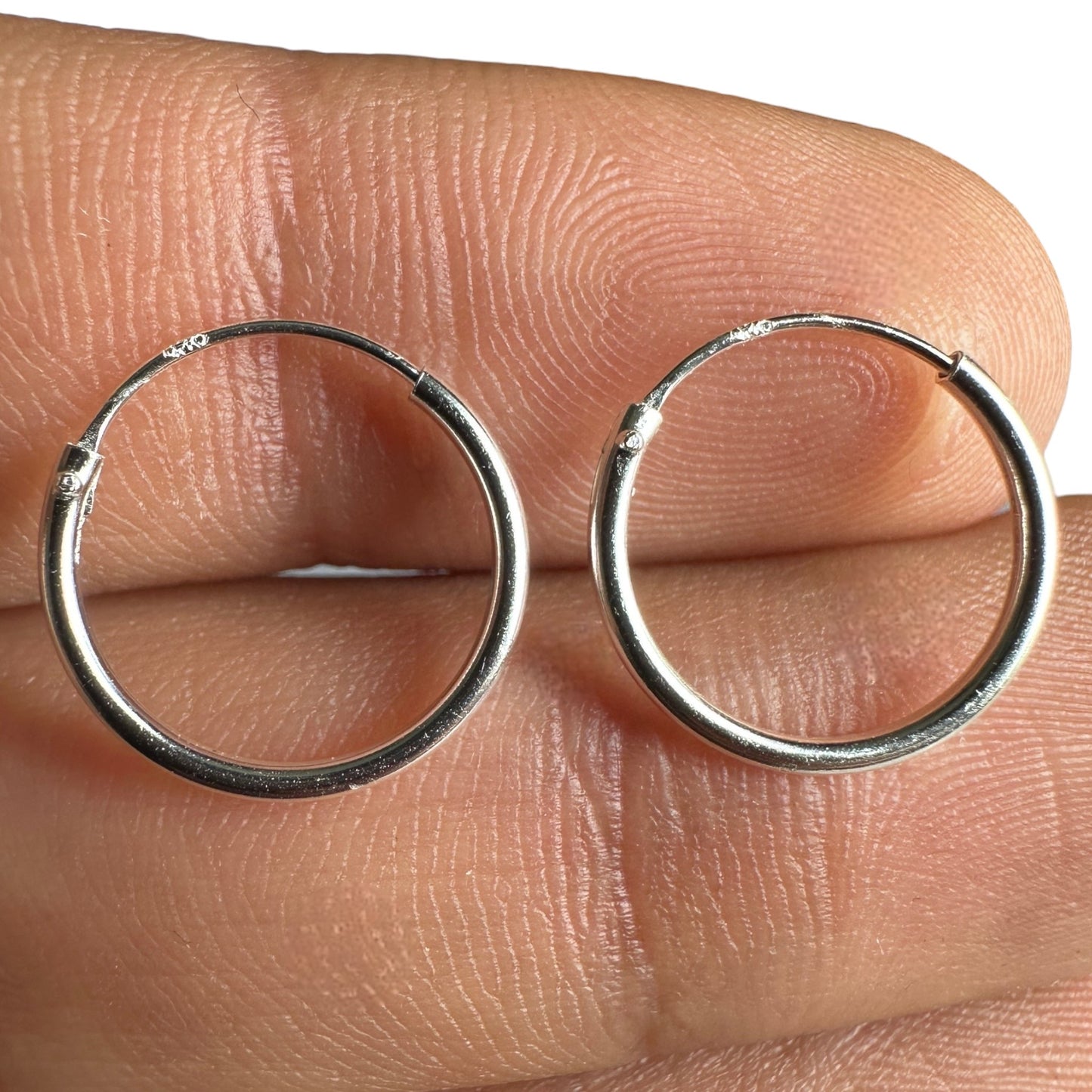 Sterling Silver Hoop Earrings 14mm Small Minimalist Hoops