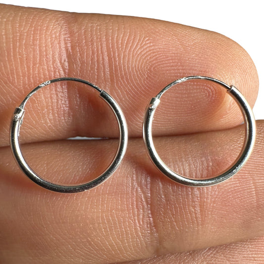 Sterling Silver Hoop Earrings 14mm Small Minimalist Hoops